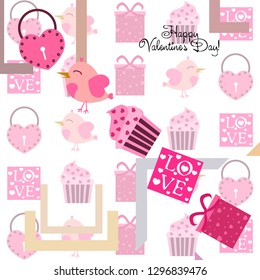 A set of celebratory elements for St. Valentine's Day. flat vector illustration isolated on white background
