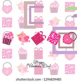 A set of celebratory elements for St. Valentine's Day. flat vector illustration isolated on white background