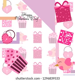 A set of celebratory elements for St. Valentine's Day. flat vector illustration isolated on white background