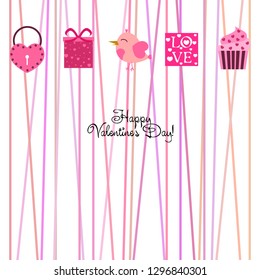 A set of celebratory elements for St. Valentine's Day. flat vector illustration isolated on white background