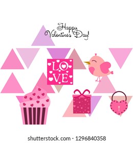 A set of celebratory elements for St. Valentine's Day. flat vector illustration isolated on white background
