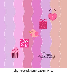 A set of celebratory elements for St. Valentine's Day. flat vector illustration isolated on white background