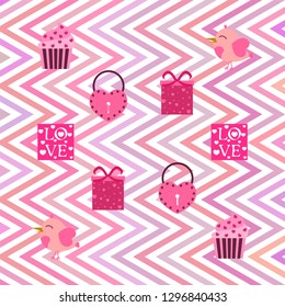 A set of celebratory elements for St. Valentine's Day. flat vector illustration isolated on white background
