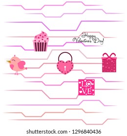 A set of celebratory elements for St. Valentine's Day. flat vector illustration isolated on white background