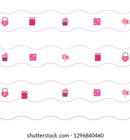 A set of celebratory elements for St. Valentine's Day. flat vector illustration isolated on white background
