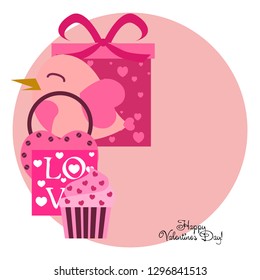 A set of celebratory elements for St. Valentine's Day. flat vector illustration isolated on white background