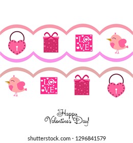 A set of celebratory elements for St. Valentine's Day. flat vector illustration isolated on white background