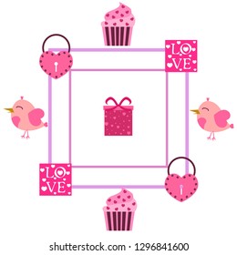 A set of celebratory elements for St. Valentine's Day. flat vector illustration isolated on white background