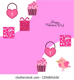 A set of celebratory elements for St. Valentine's Day. flat vector illustration isolated on white background