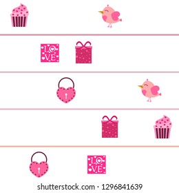 A set of celebratory elements for St. Valentine's Day. flat vector illustration isolated on white background