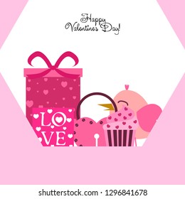 A set of celebratory elements for St. Valentine's Day. flat vector illustration isolated on white background