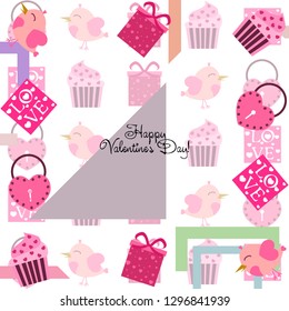 A set of celebratory elements for St. Valentine's Day. flat vector illustration isolated on white background