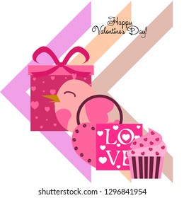 A set of celebratory elements for St. Valentine's Day. flat vector illustration isolated on white background