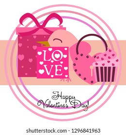 A set of celebratory elements for St. Valentine's Day. flat vector illustration isolated on white background