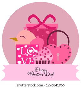 A set of celebratory elements for St. Valentine's Day. flat vector illustration isolated on white background