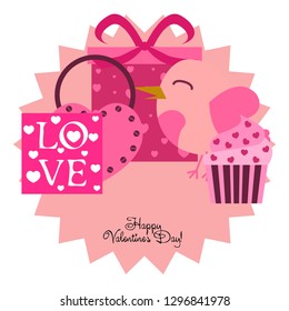 A set of celebratory elements for St. Valentine's Day. flat vector illustration isolated on white background