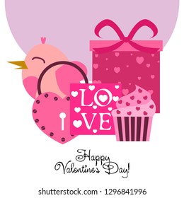 A set of celebratory elements for St. Valentine's Day. flat vector illustration isolated on white background