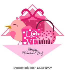 A set of celebratory elements for St. Valentine's Day. flat vector illustration isolated on white background