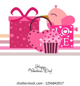 A set of celebratory elements for St. Valentine's Day. flat vector illustration isolated on white background