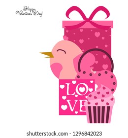 A set of celebratory elements for St. Valentine's Day. flat vector illustration isolated on white background