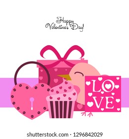 A set of celebratory elements for St. Valentine's Day. flat vector illustration isolated on white background