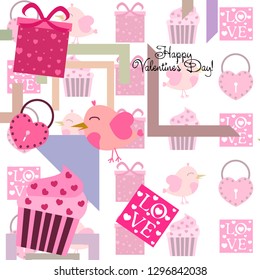 A set of celebratory elements for St. Valentine's Day. flat vector illustration isolated on white background