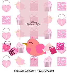 A set of celebratory elements for St. Valentine's Day. flat vector illustration isolated on white background