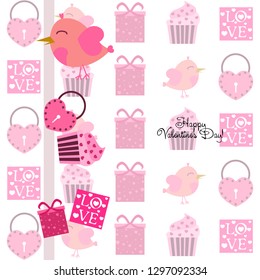 A set of celebratory elements for St. Valentine's Day. flat vector illustration isolated on white background
