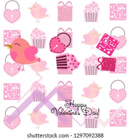 A set of celebratory elements for St. Valentine's Day. flat vector illustration isolated on white background