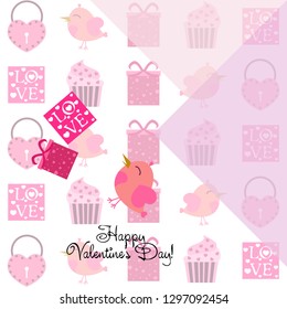 A set of celebratory elements for St. Valentine's Day. flat vector illustration isolated on white background