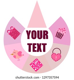 A set of celebratory elements for St. Valentine's Day. flat vector illustration isolated on white background