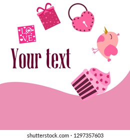 A set of celebratory elements for St. Valentine's Day. flat vector illustration isolated on white background