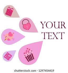 A set of celebratory elements for St. Valentine's Day. flat vector illustration isolated on white background