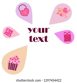 A set of celebratory elements for St. Valentine's Day. flat vector illustration isolated on white background