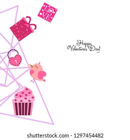 A set of celebratory elements for St. Valentine's Day. flat vector illustration isolated on white background