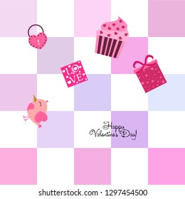 A set of celebratory elements for St. Valentine's Day. flat vector illustration isolated on white background