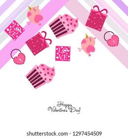 A set of celebratory elements for St. Valentine's Day. flat vector illustration isolated on white background