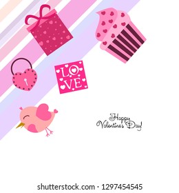 A set of celebratory elements for St. Valentine's Day. flat vector illustration isolated on white background
