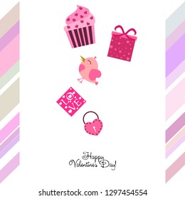 A set of celebratory elements for St. Valentine's Day. flat vector illustration isolated on white background
