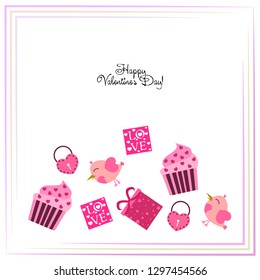 A set of celebratory elements for St. Valentine's Day. flat vector illustration isolated on white background