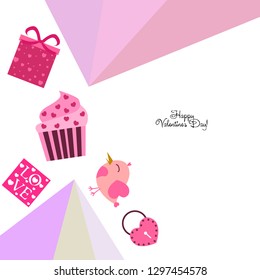 A set of celebratory elements for St. Valentine's Day. flat vector illustration isolated on white background