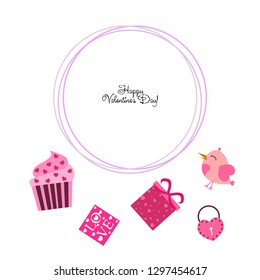 A set of celebratory elements for St. Valentine's Day. flat vector illustration isolated on white background