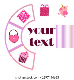 A set of celebratory elements for St. Valentine's Day. flat vector illustration isolated on white background