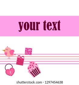 A set of celebratory elements for St. Valentine's Day. flat vector illustration isolated on white background