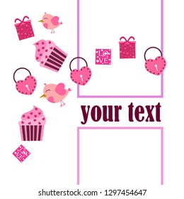 A set of celebratory elements for St. Valentine's Day. flat vector illustration isolated on white background