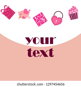 A set of celebratory elements for St. Valentine's Day. flat vector illustration isolated on white background