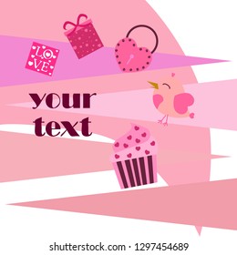 A set of celebratory elements for St. Valentine's Day. flat vector illustration isolated on white background