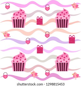 A set of celebratory elements for St. Valentine's Day. flat vector illustration isolated on white background