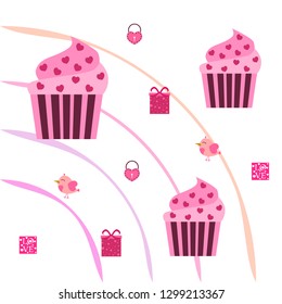 A set of celebratory elements for St. Valentine's Day. flat vector illustration isolated on white background
