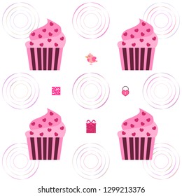 A set of celebratory elements for St. Valentine's Day. flat vector illustration isolated on white background